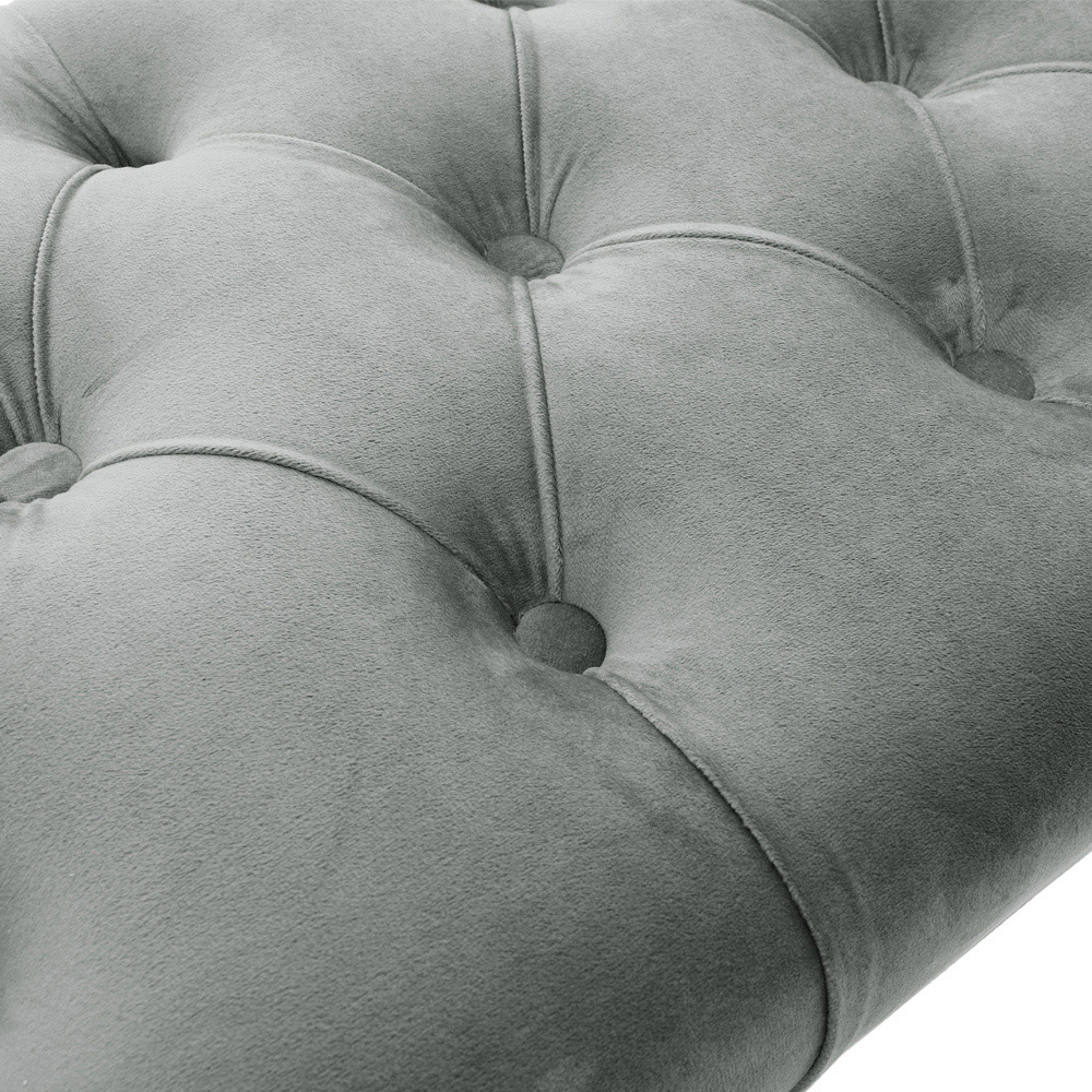 Living and Home Rectangle Buttoned Velvet Bench with Gold Hairpin Legs Image 5