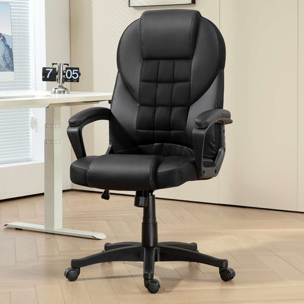 Portland Black Executive Office Chair with High Back and Armrests Image 1
