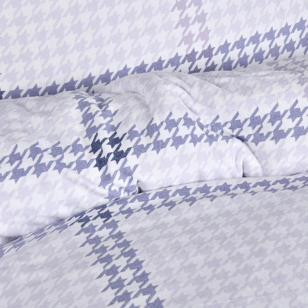 Smart Living King Size Lilac Houndstooth Check Duvet Set Image 5