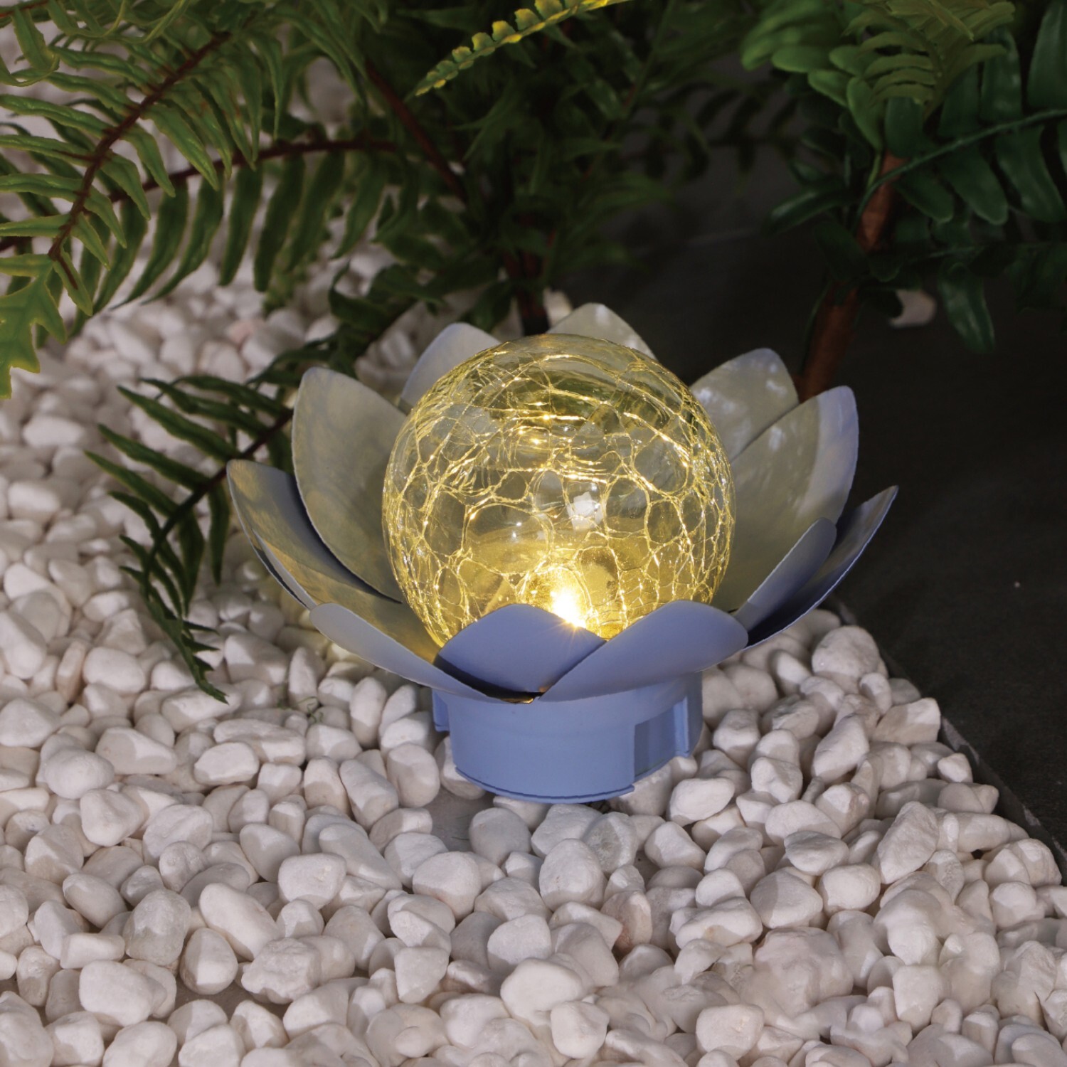 Solar Lotus Crackle Glass Light Image 6