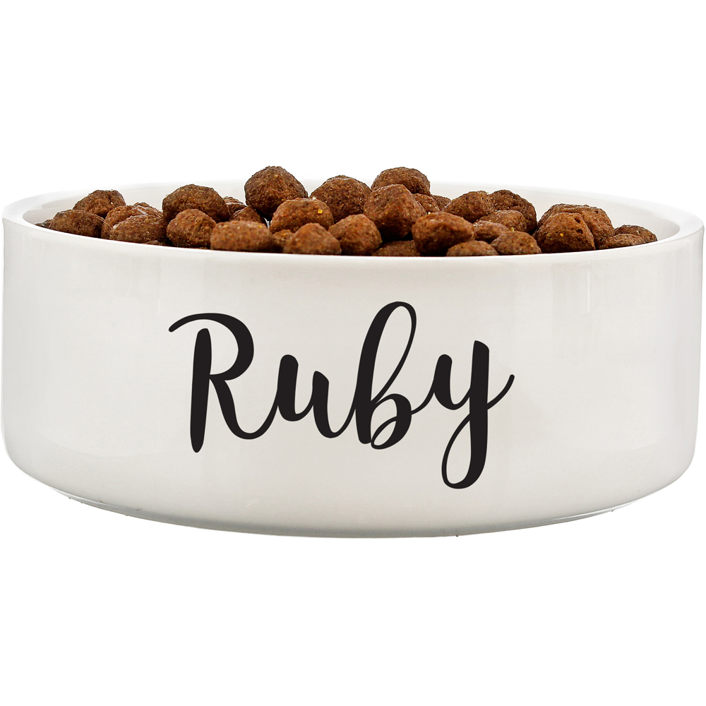 Personalised Memento Medium White Pet Bowl 14cm Image 1