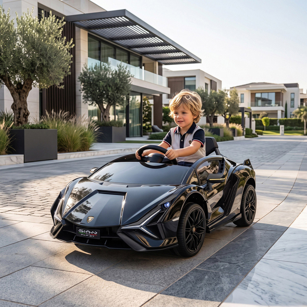 HOMCOM Kids Black Licensed Lamborghini SIAN Ride-On Electric Car with Remote Control 12V Image 2