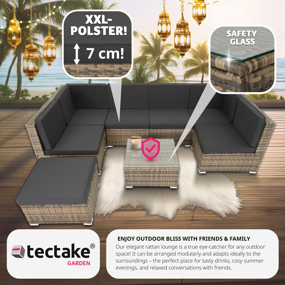 tectake Venice 7 Seater Nature Outdoor Sofa Set Image 7