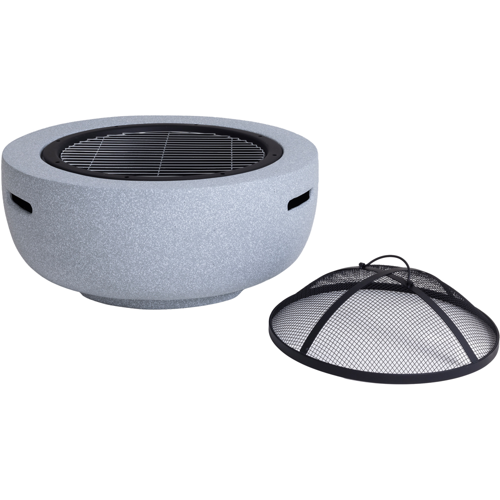 Charles Bentley Snug Magnesia Round BBQ Firepit with Mesh Cover Image 4