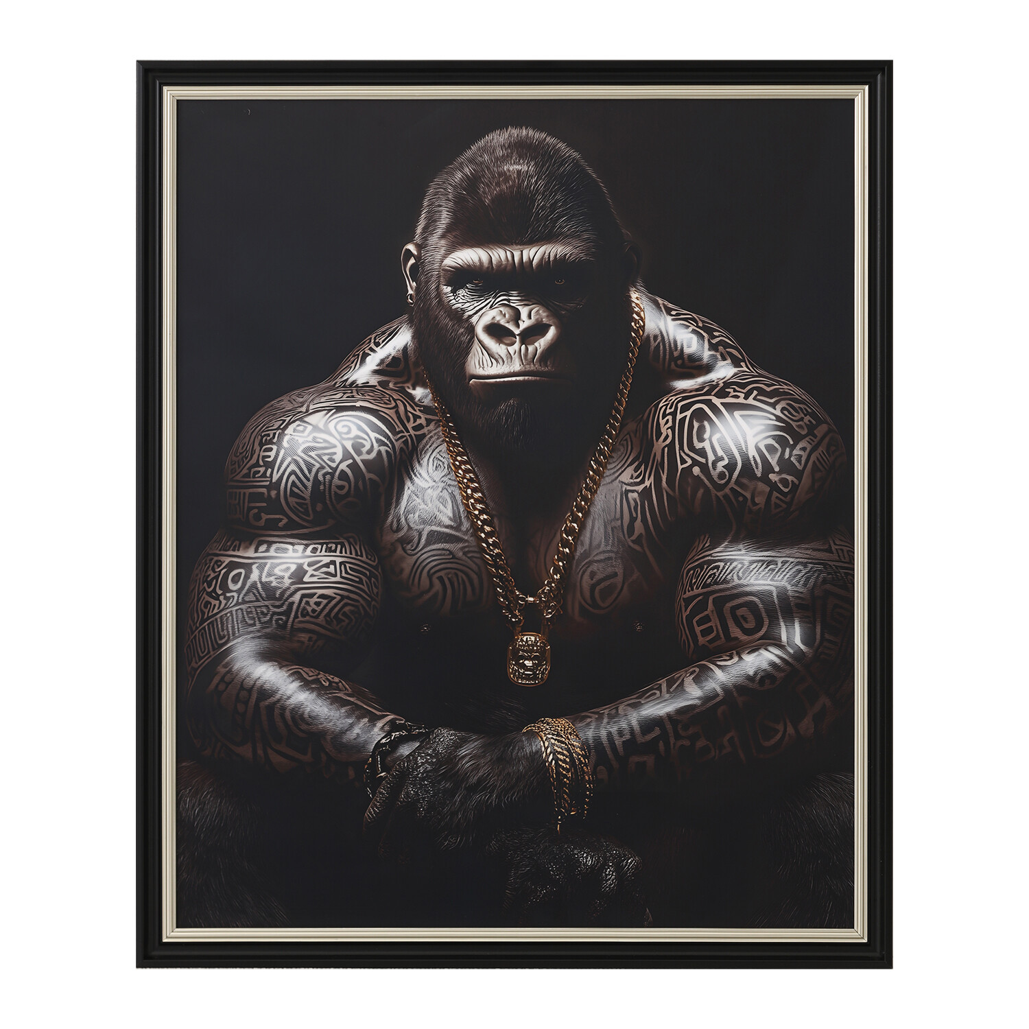Tattooed Gorilla Gloss Art Frame Black Image 2