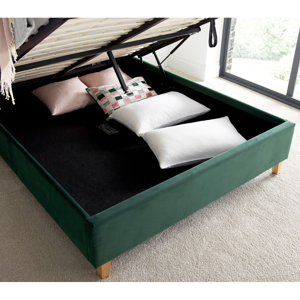 Kingham King Size Green Velvet Ottoman Bed Image 4