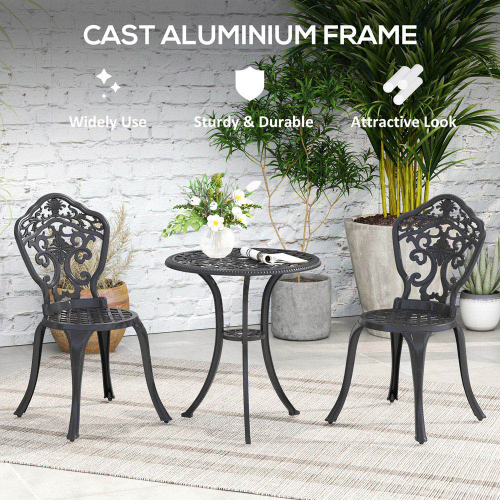 Outsunny 2 Seater Bistro Set with Parasol Hole Black Image 5