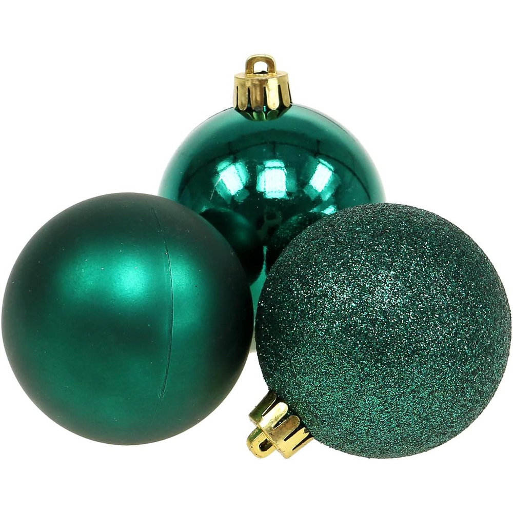 Shatchi Emerald Green Shatterproof Christmas Bauble 3 Pack Image 2