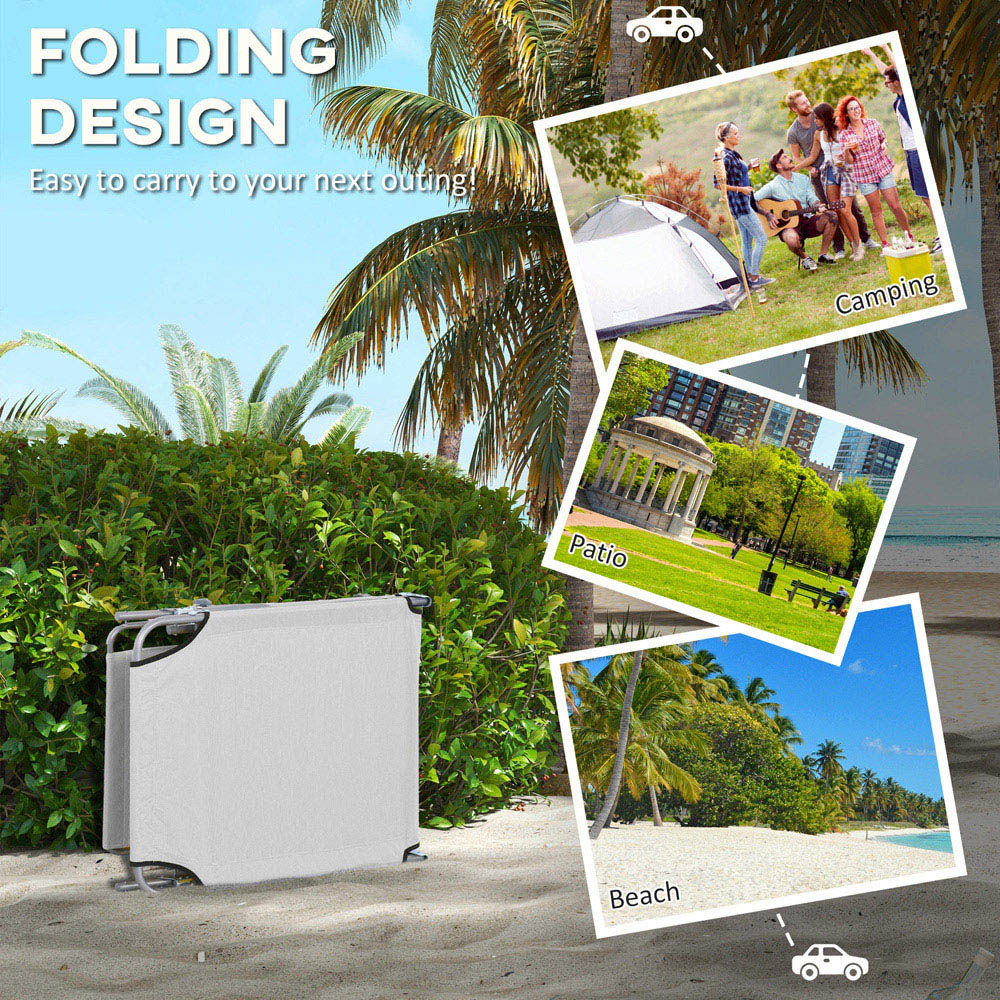 Outsunny Set of 2 Light Grey Adjustable Folding Sun Lounger Image 5