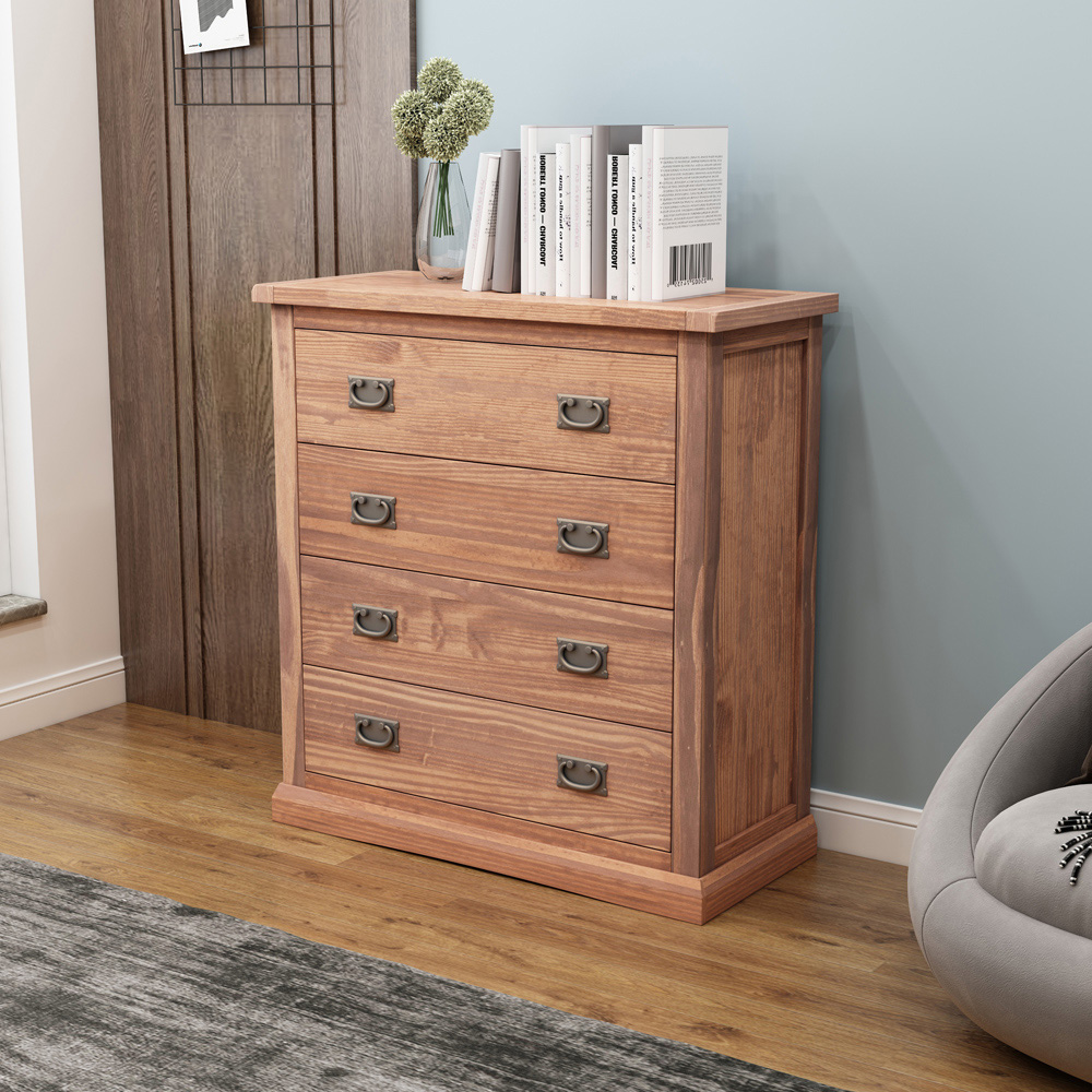 Tirolo 4 Drawer Light Brown Chest of Drawers with Brass Drop Handles Image 8