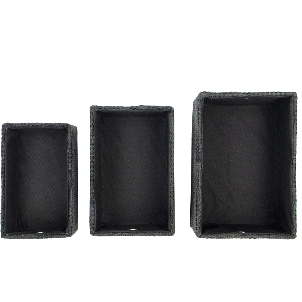 JVL Metro Black Rectangular Storage Basket 3 Pack Image 5