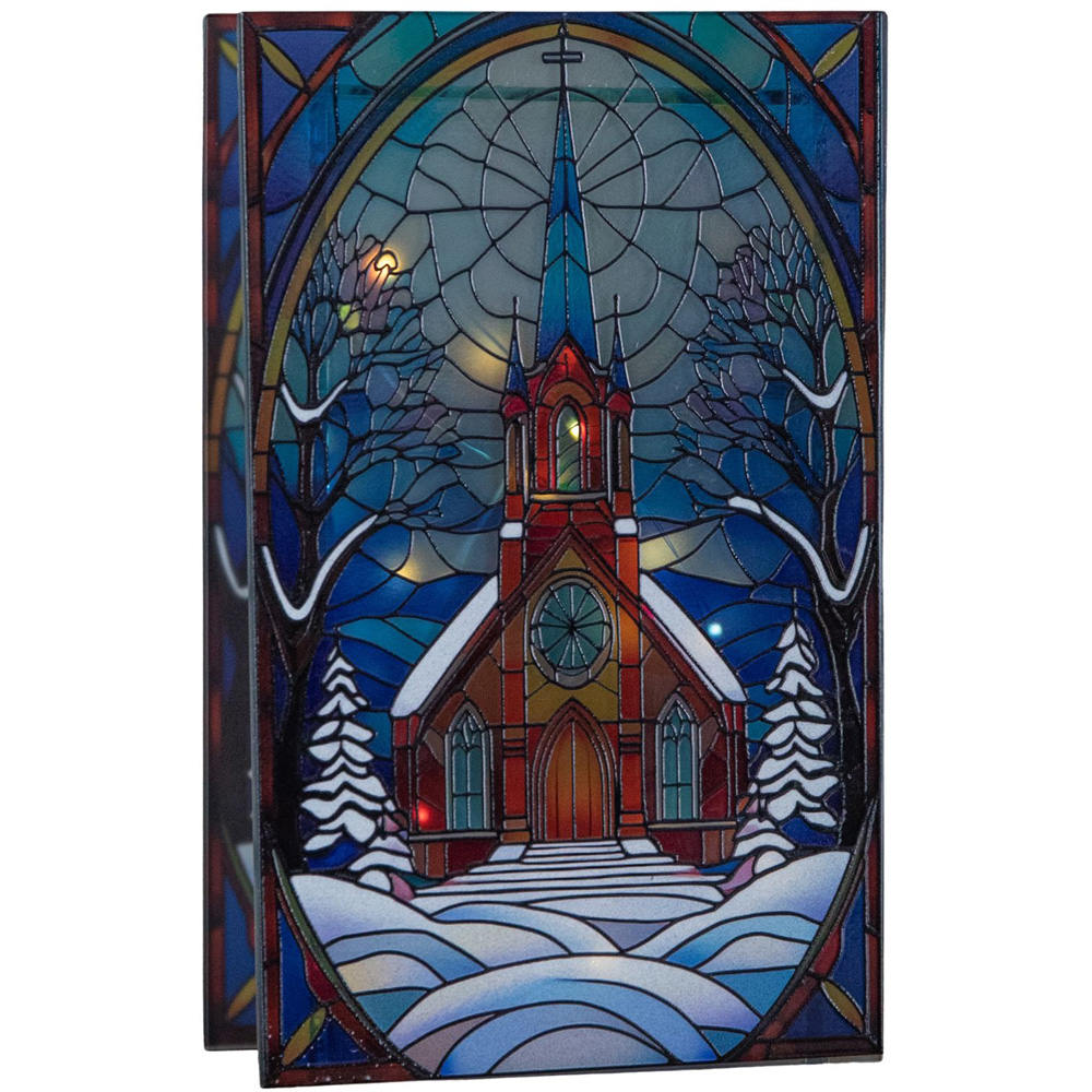 Samuel Alexander Warm White LED Stained Glass Victorian Church Christmas Decoration 21cm Image 2