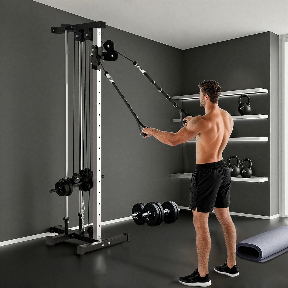 SPORTNOW Wall Mount Cable Station with Adjustable Dual Pulleys Image 4