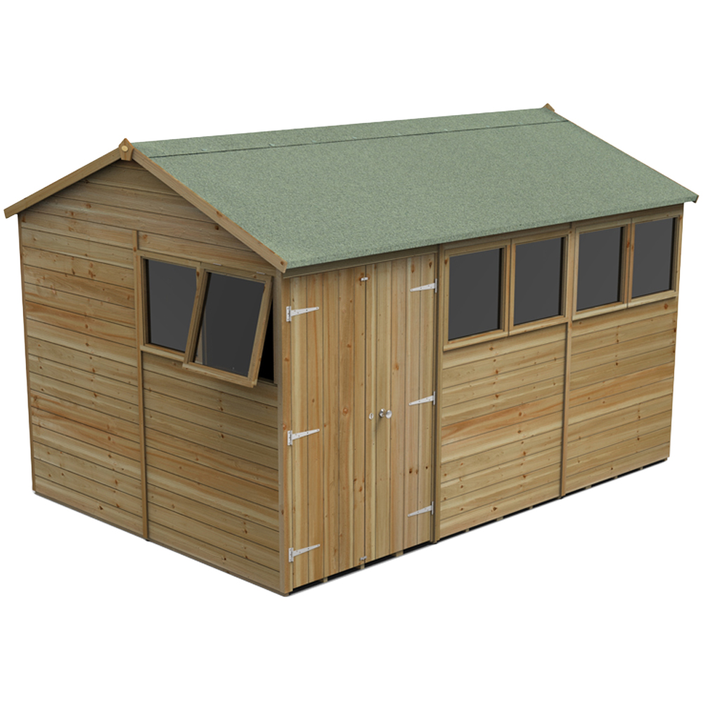 Forest Garden Timberdale 12 x 8ft Single Opening Tongue and Groove Reverse Apex Garden Shed Image 1