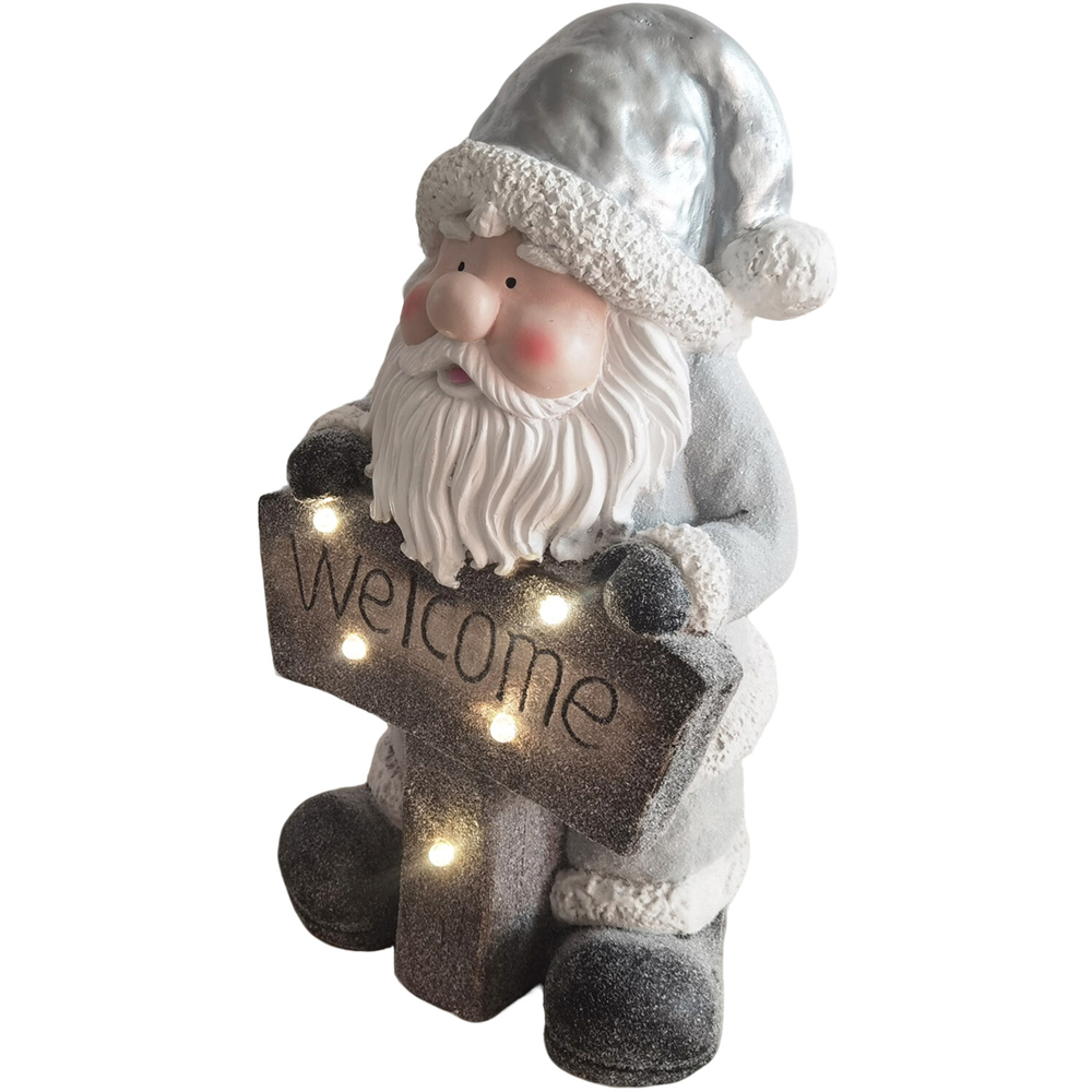 Pre-Lit Welcome Santa Decoration Silver Image 2