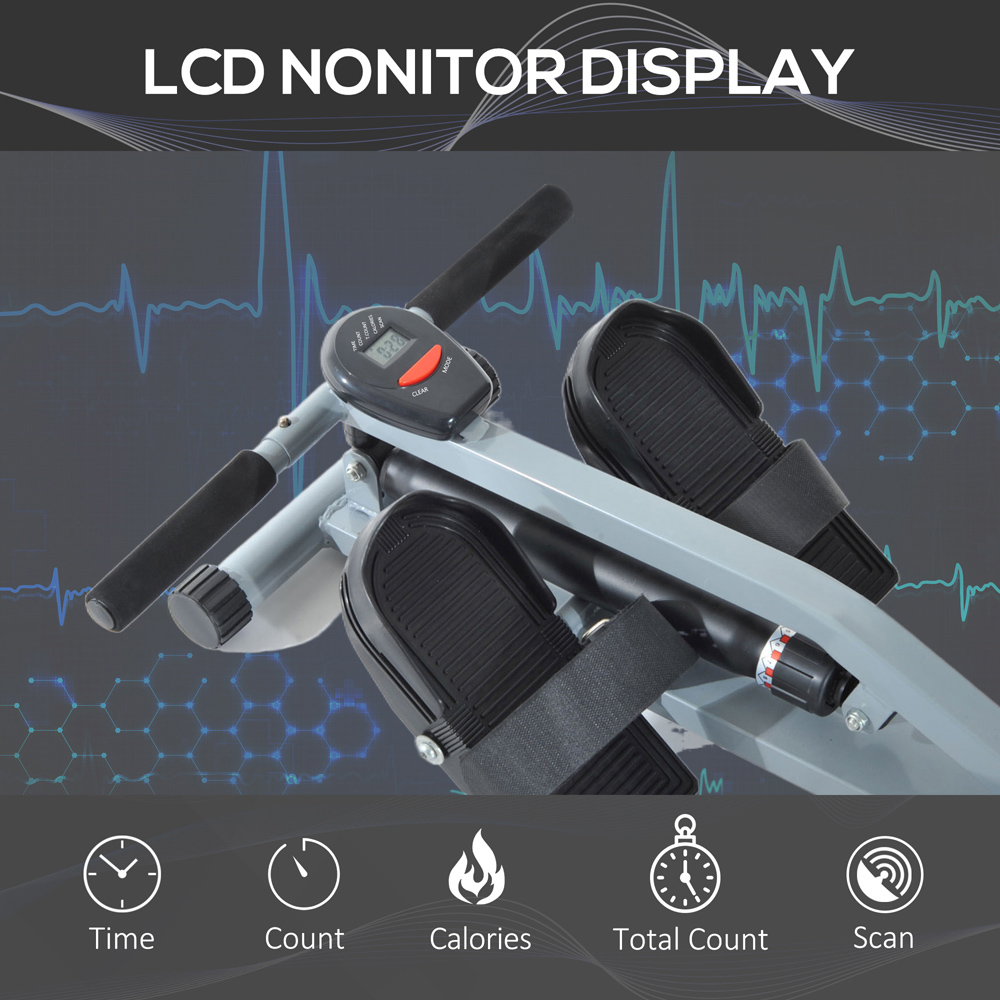 HOMCOM Steel Rowing Machine with LCD Monitor Image 5