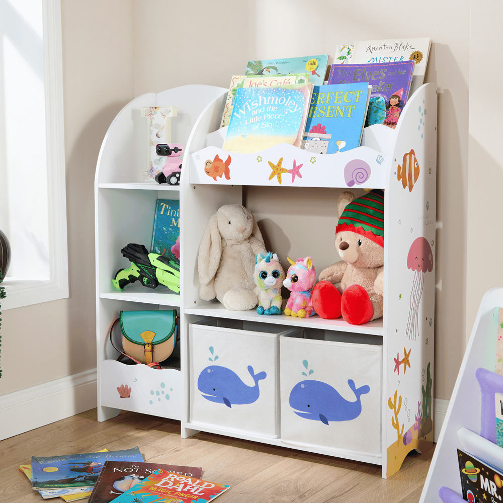 Home Source Anya 2 Fabric Drawer 7 Shelf Multicolour Sealife Animal Kids Toy Organiser Image 8