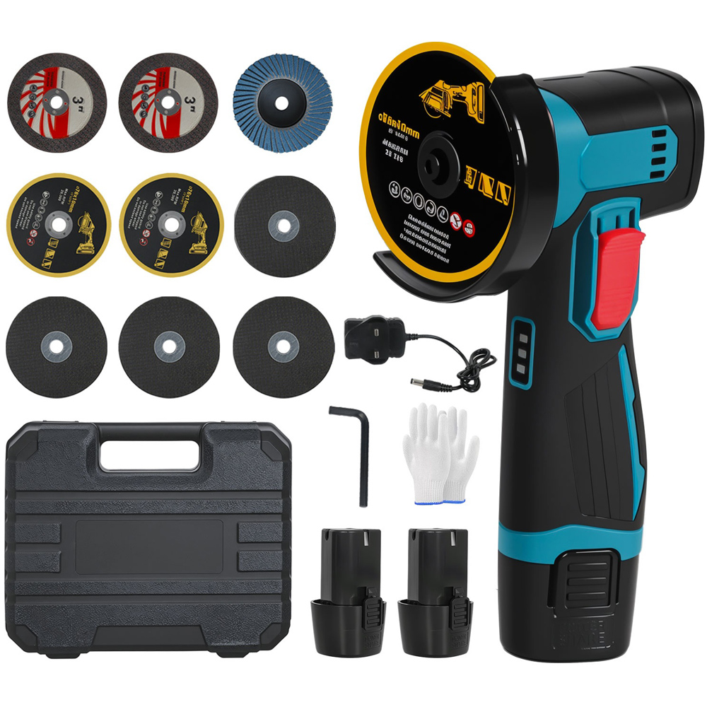 Traderight HW0293-UK Cordless Angle Grinder with 2 Batteries and Charger 12V Image 3
