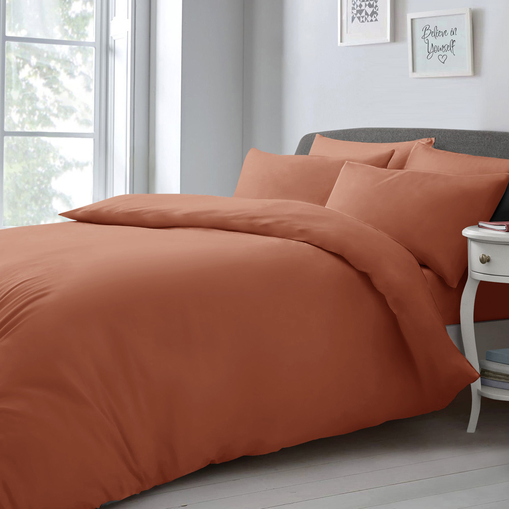 Velosso Microfibre Super King Size Orange Duvet Set Image