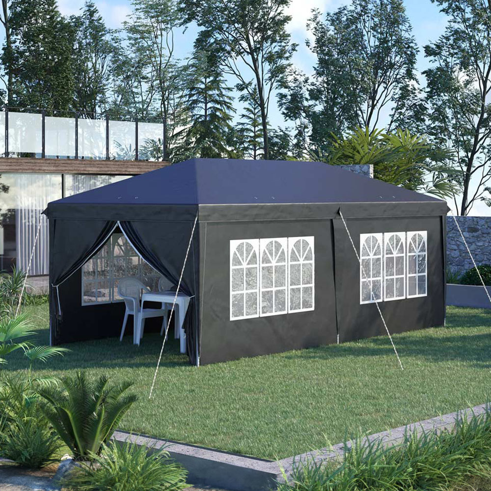 Outsunny 3 x 6m Black Pop Up Gazebo Party Tent Image 1