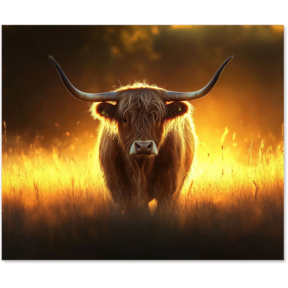Warren Reed Designer Highland Cow Sunset Glass Kitchen Splashback 75 x 90cm Image 2
