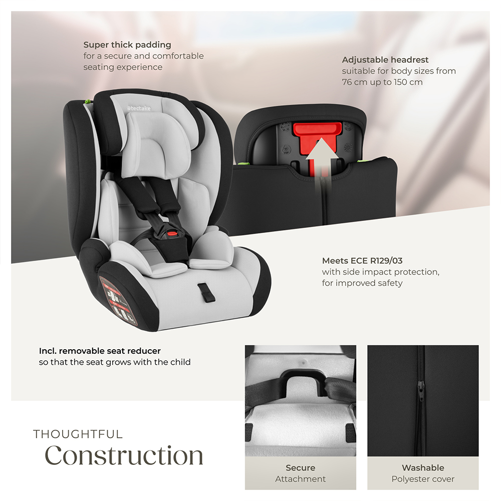 Tectake Sophie I-Size ECE R129/03 Side Impact Protection Grey and Black Car Seat Image 3