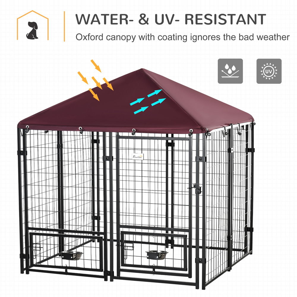 PawHut Dog Kennel with Rotating Bowl Holders Image 8