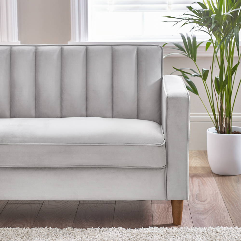 Furniturebox Kody 2 Seater Light Grey Velvet Sofa Image 5