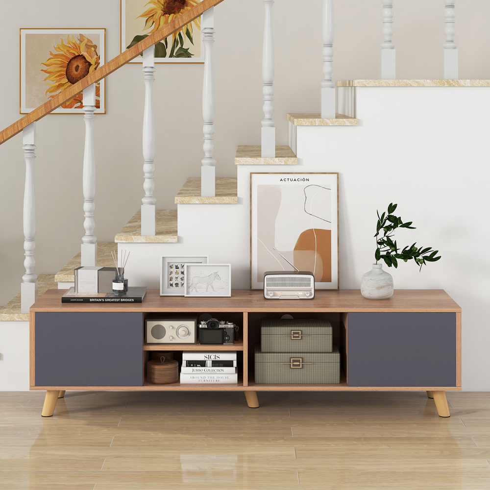 Costway 2 Door 3 Shelf TV Unit Image 3