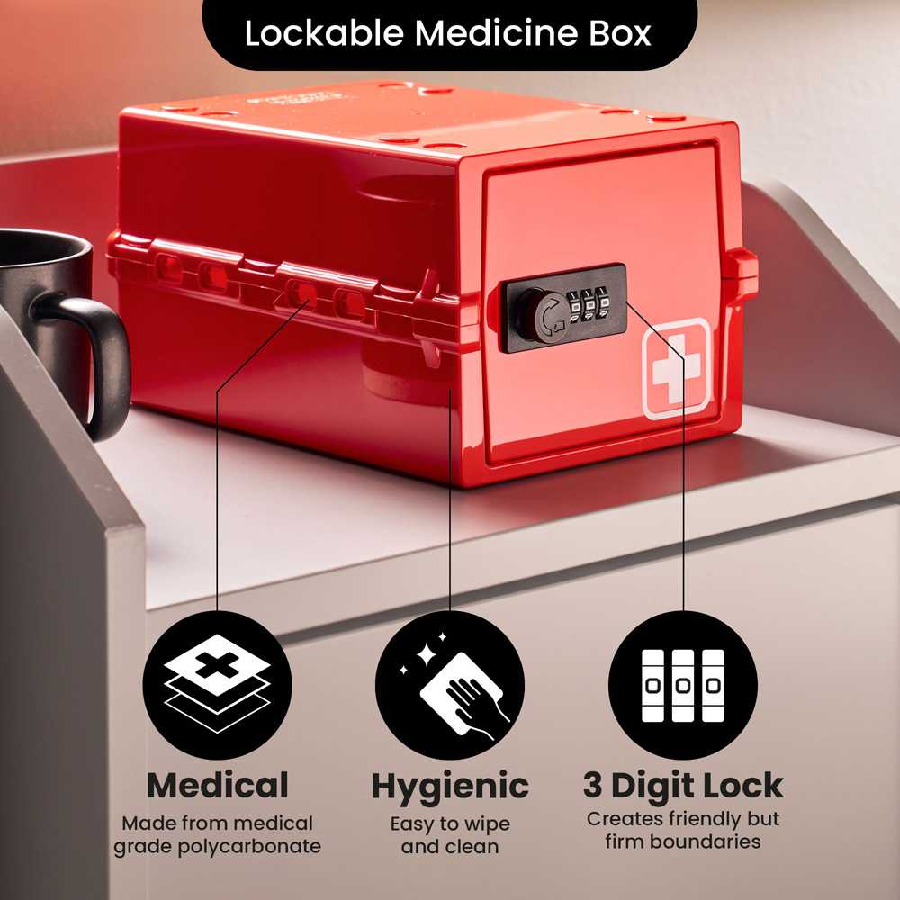 Lockabox 3L Medi Red Lockable Mini Storage Box Image 6