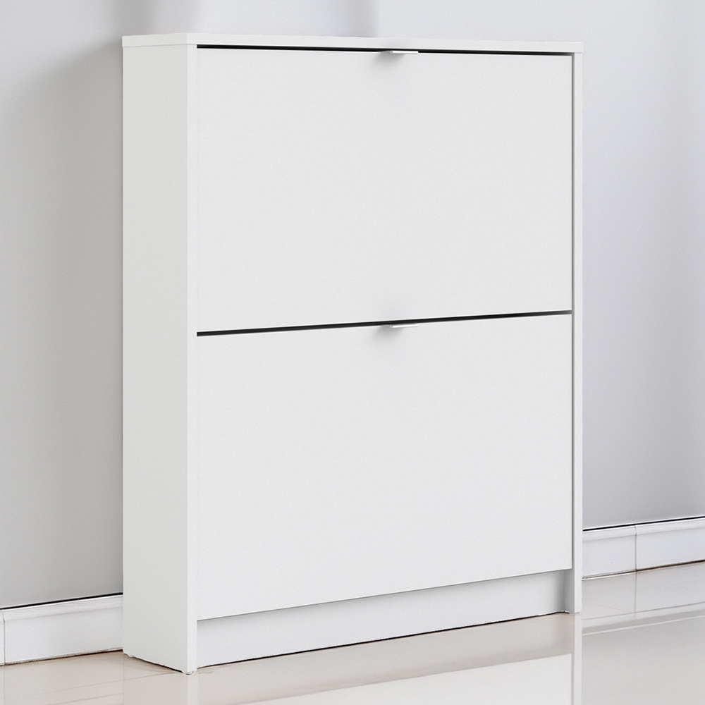 Florence Shoes 2 Flip Door Single Layer White Shoe Storage Cabinet Image 1