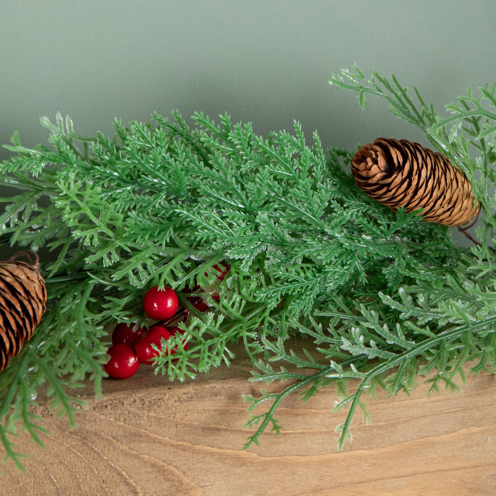 Samuel Alexander Pine and Red Berry Christmas Garland with Pinecones 150cm Image 3