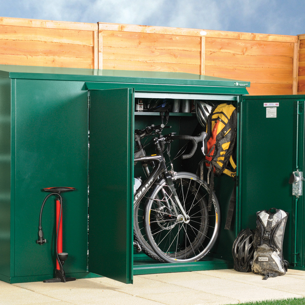 Asgard Addition 6 x 3ft Double Door Green Bike Storage Shed Image 2