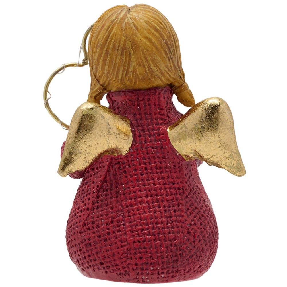 The Seasonal Gift Co. Red Angel with Heart LED Christmas Decoration 10cm Image 3