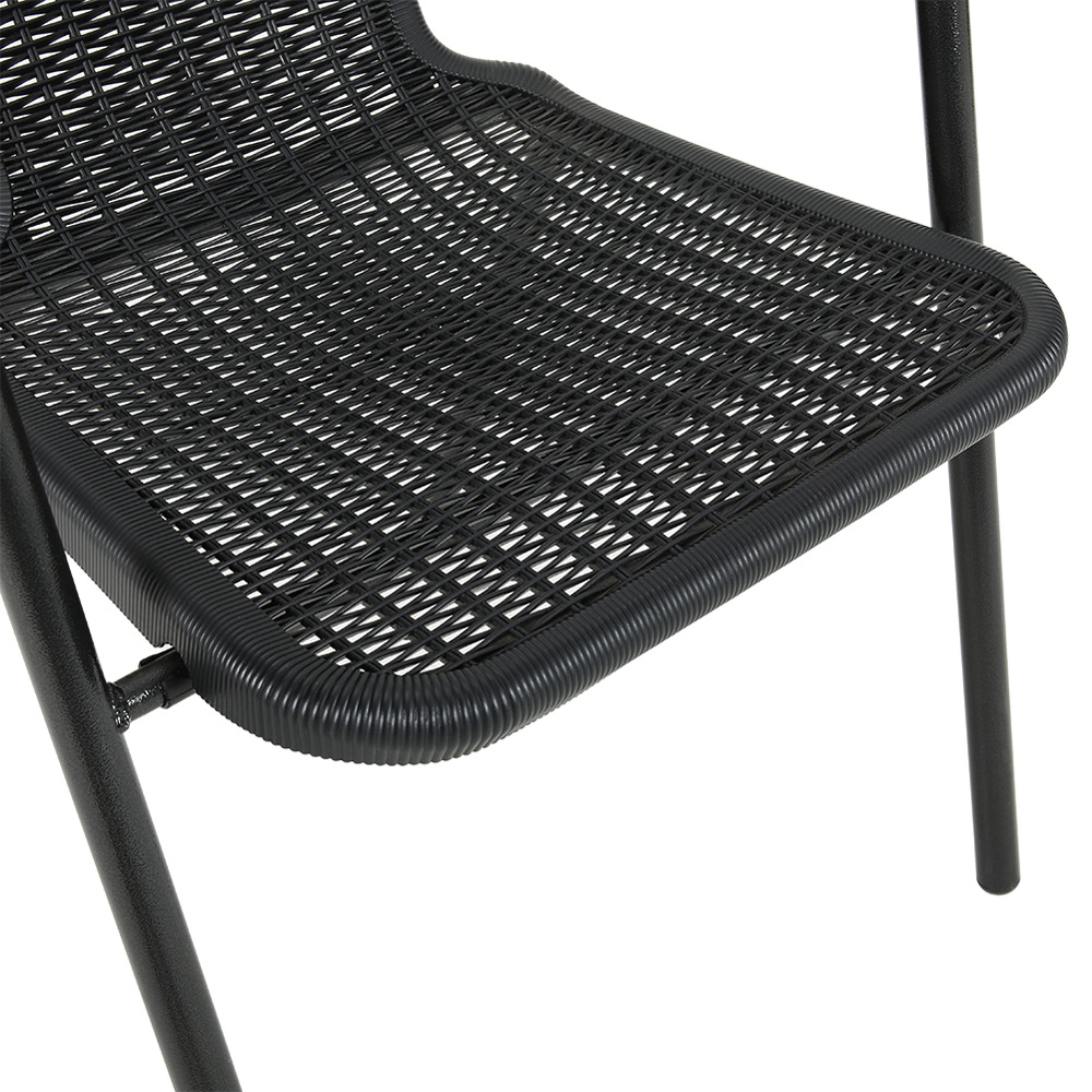 Living and Home Set of 2 Black PE Rattan Stacking Garden Chairs Image 7