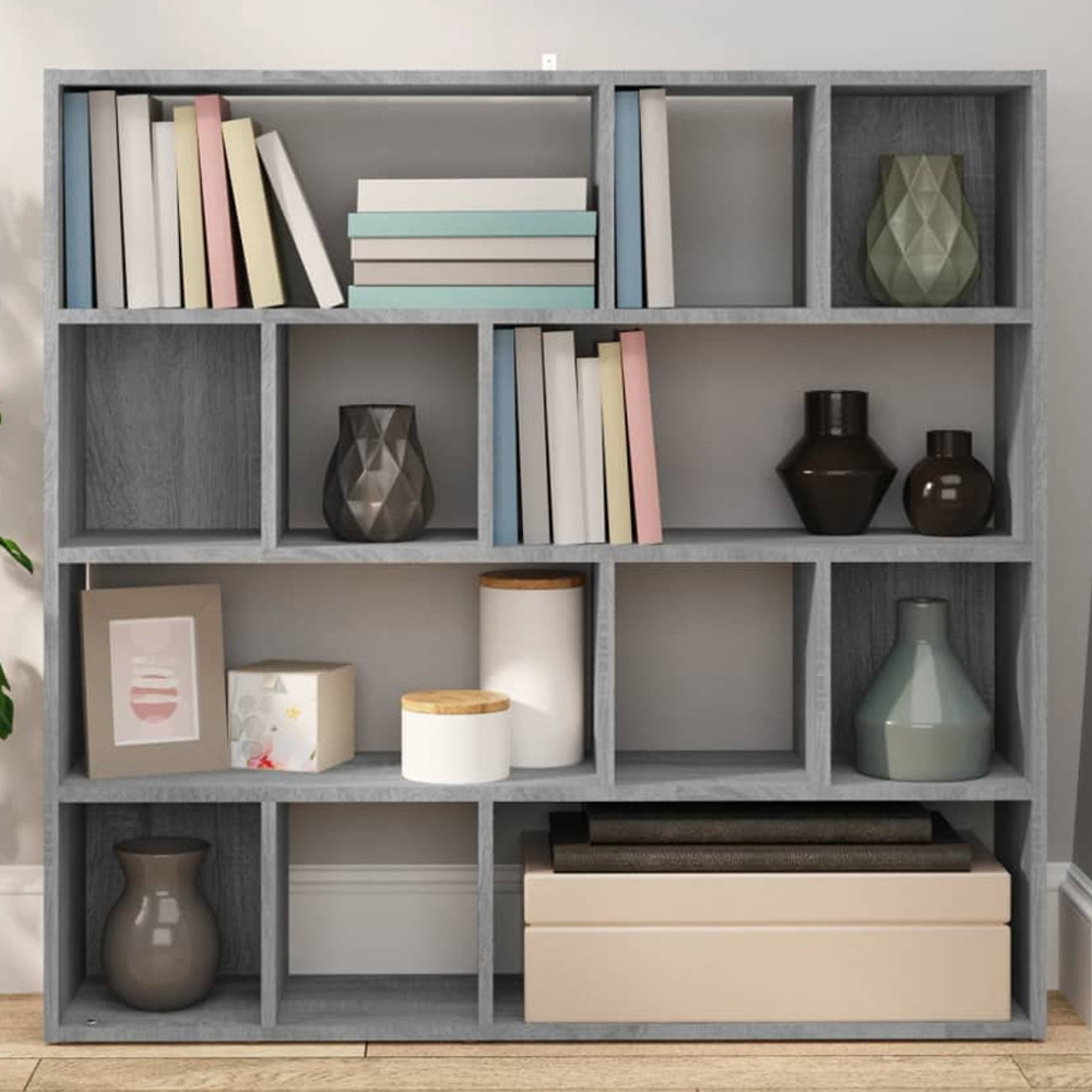 vidaXL 12 Shelf Grey Sonoma Bookcase Image 1