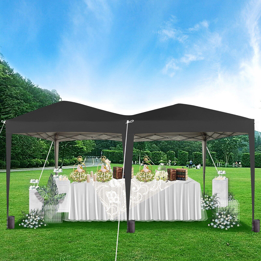 Black 3 x 6m Pop Up Gazebo with Weight Bags Image 1