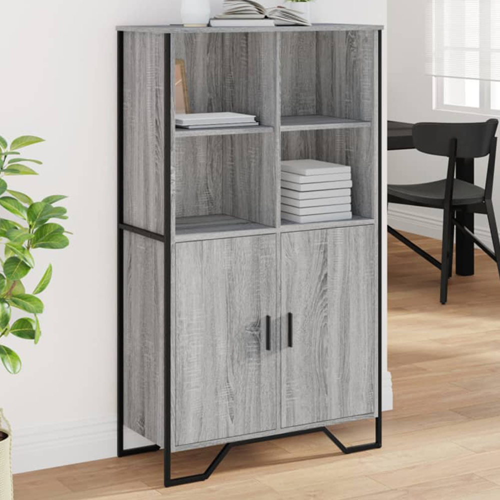 vidaXL 2 Door 4 Shelf Grey Sonoma Highboard Image 1