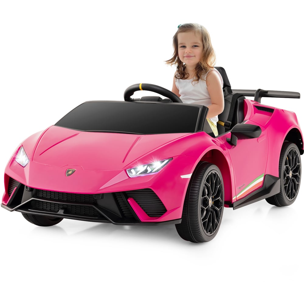 Costway Kids Pink Lamborghini Ride On Car with Remote Control and LED Lights 12V Image 2