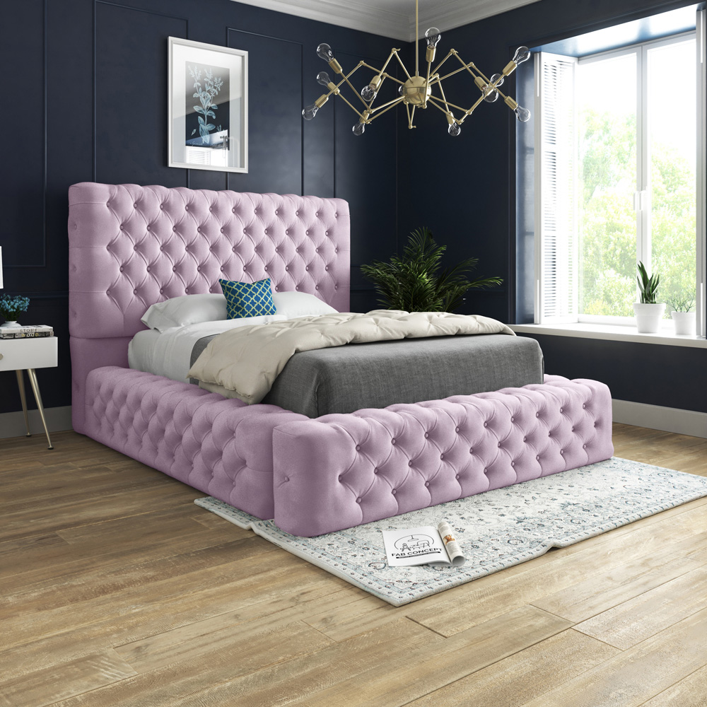 DS Living Cambridge Single Pink Soft Velvet Bed Frame Image 4