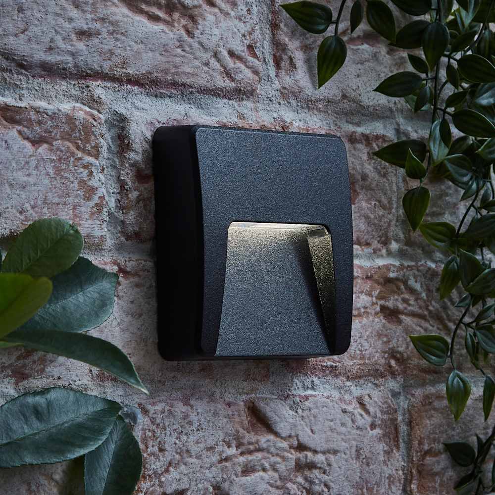 ValueLights Sam Matte Black Square LED Outdoor Wall Light Image 7