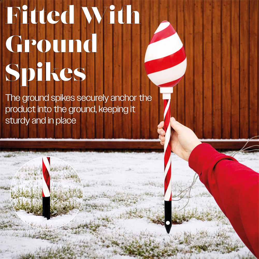 Xmas Haus 16 Warm White LED Conical Christmas Candy Cane Stake Light 4 Pack Image 5