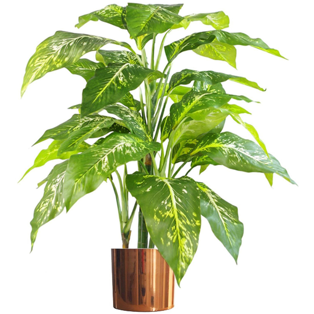 Leaf Fox Aglaonema Artificial Plant in Copper Metal Planter 3.2ft Image 1