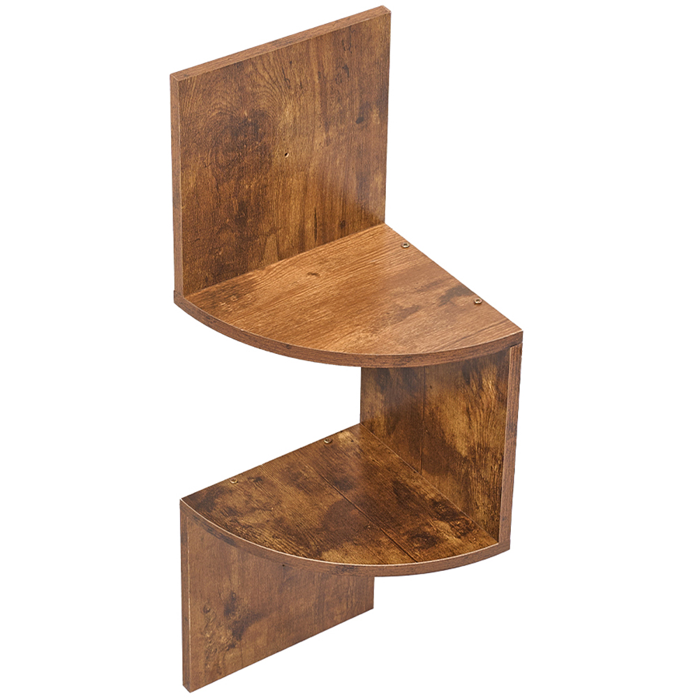 Living and Home 2 Shelf Dark Wood Wall Mounted Corner Shelf Image 3