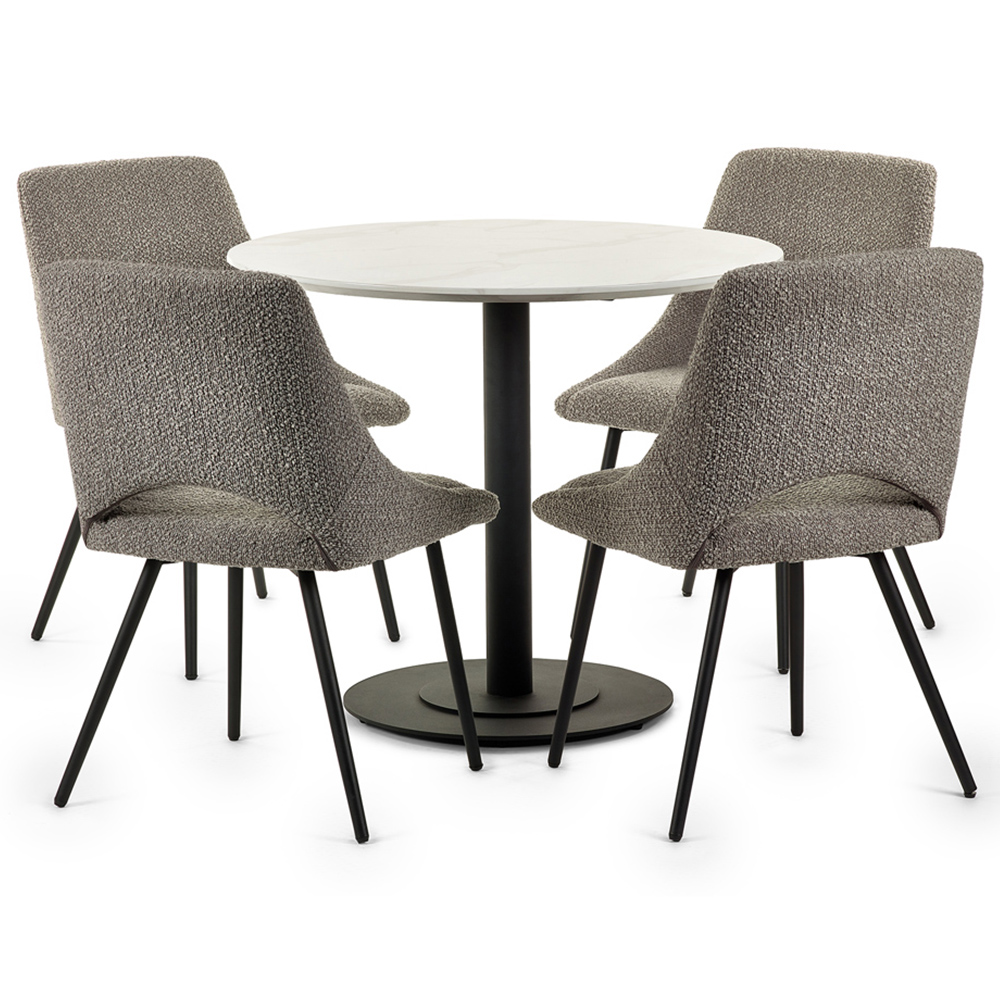 Julian Bowen Luca 4 Seater Round Table White and Black Image 4