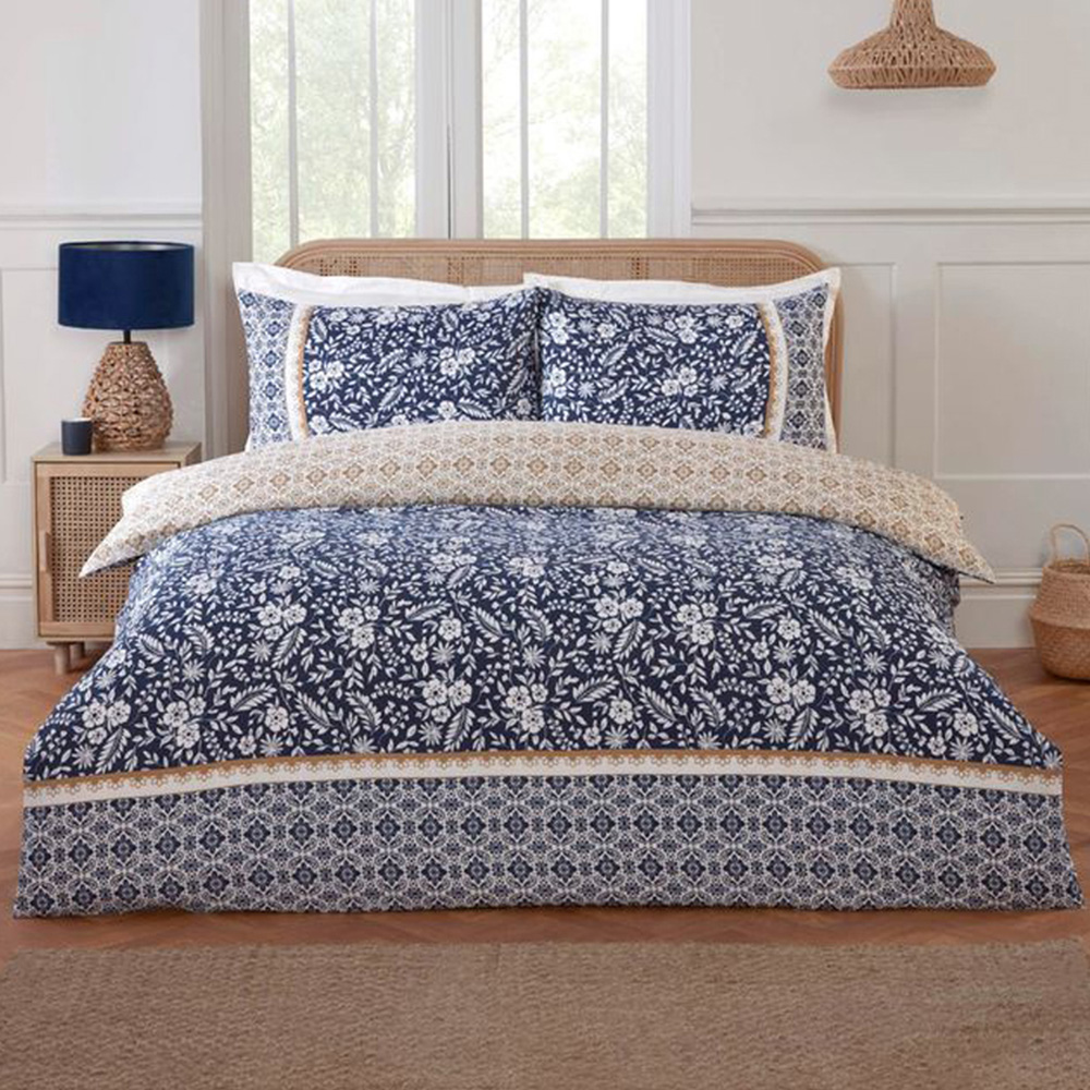Rapport Home Eleanor King Size Blue Eleanor Floral Polyester Reversible Duvet Cover Set Image 1