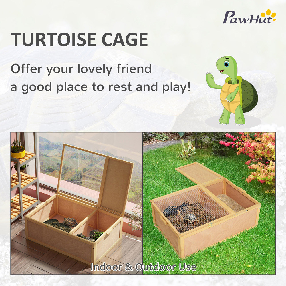 PawHut Yellow Wooden Tortoise House 33 x 63 x 94cm Image 4