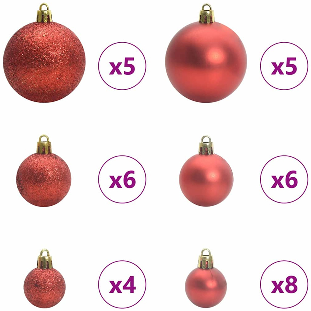 vidaXL Pre-Lit Red Baubles Black Artificial Christmas Tree 4ft Image 9