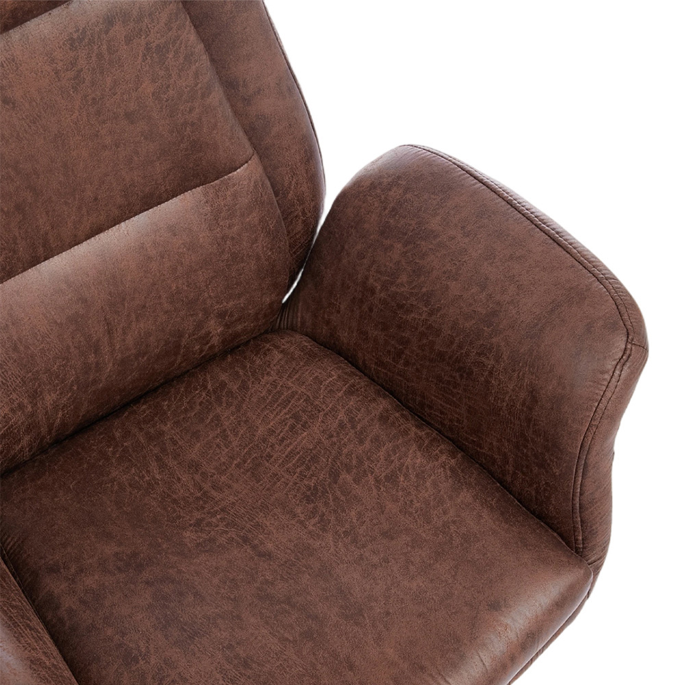 Living and Home Brown PU Leather Height Adjustable High-Back Swivel Office Chair with Headrest Image 4