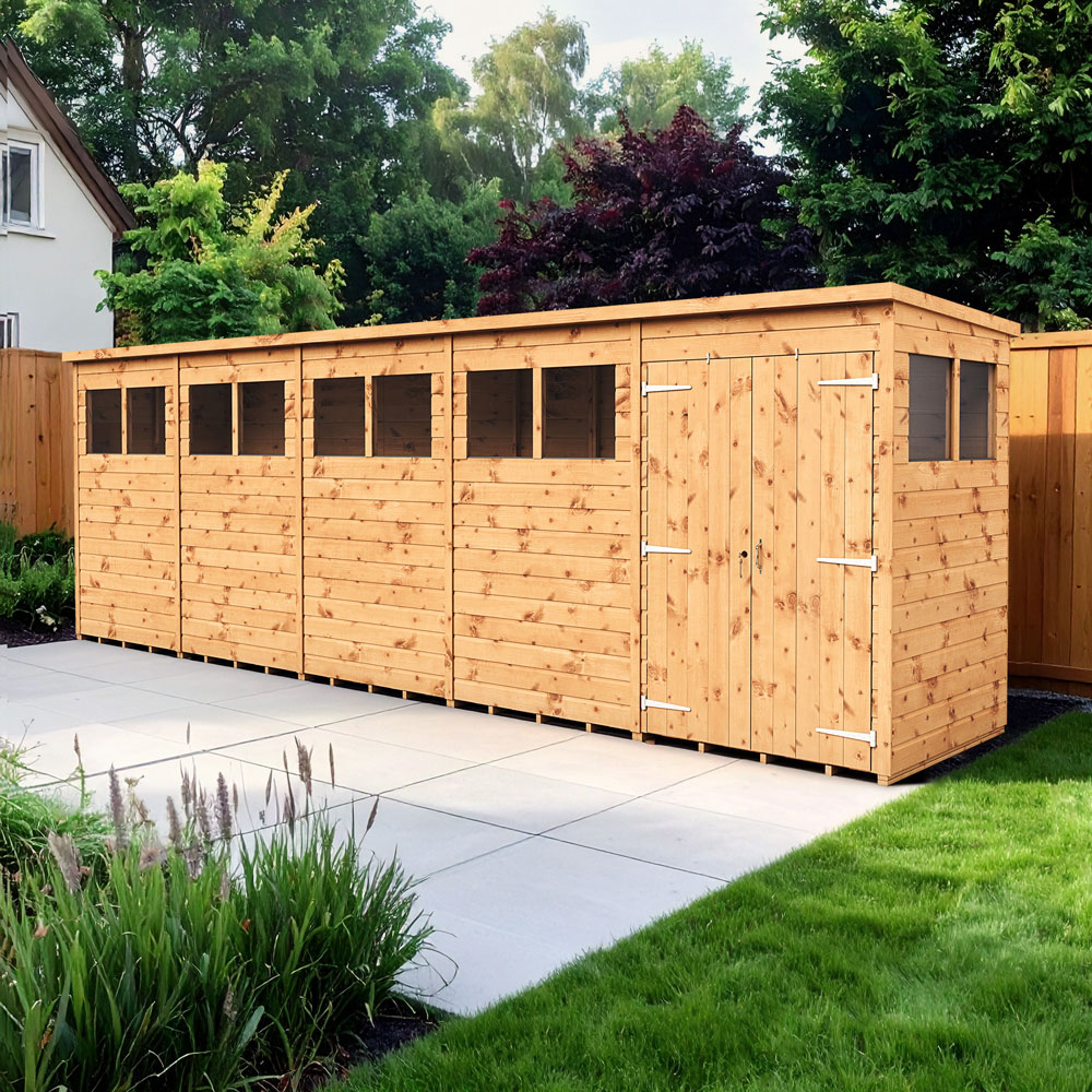 Empire Sheds 20 x 4ft Double Door Tongue and Groove Wooden Pent Garden Shed Image 2